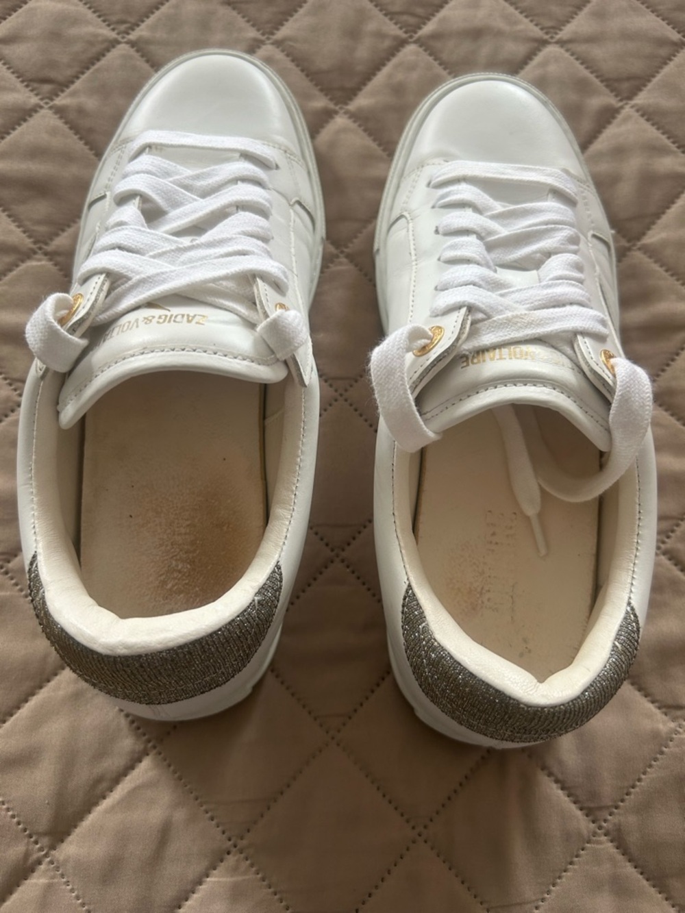 Zadig & Voltaire White Sneakers with Gold Eyelets - Picture 4 of 8